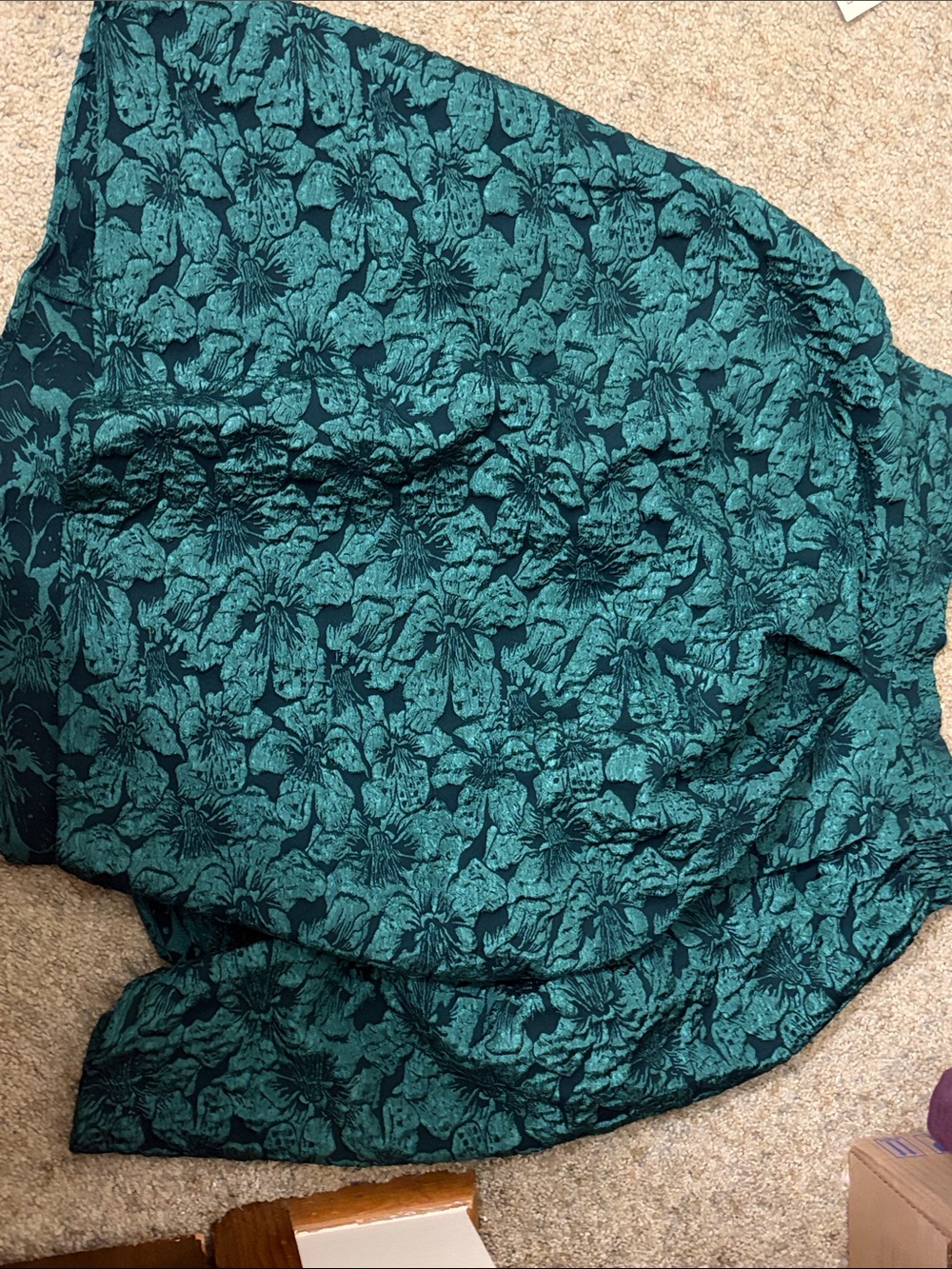 BloomChic Teal Floral Jacquard Skirt